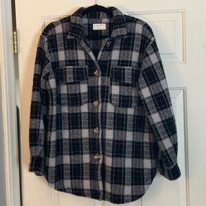 Z Supply Black White Red Plaid Trucker Shirt Jacket/Shacket Women’s Small